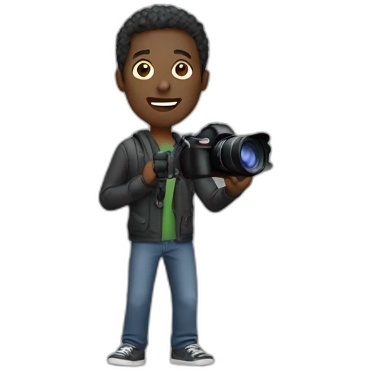 black guy with camera emoji