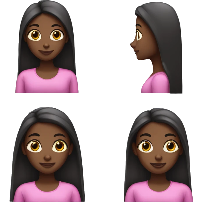 dark skinned girl with long straight hair pink Pilates princess emoji