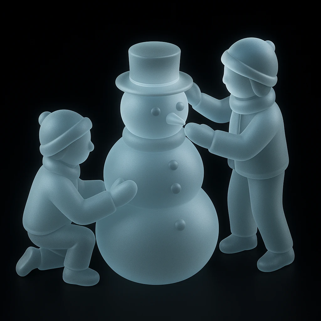 people making a snowman emoji