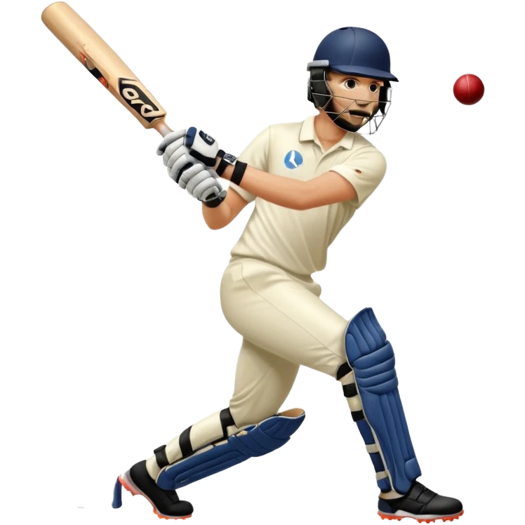 Right handed cricketer playing a cover drive shot with a cricket bat emoji
