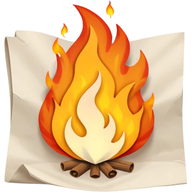 paper sheet with dialogue lines and small fire symbol emoji