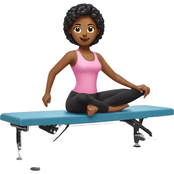 pilates girl in pink pilates reformer  emoji