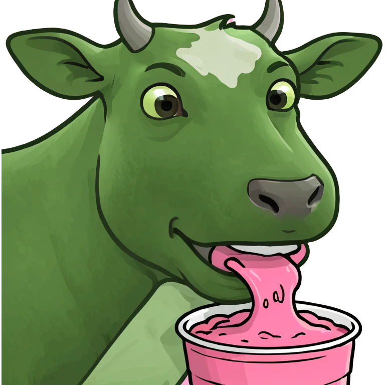 female Cow eating pink slop emoji