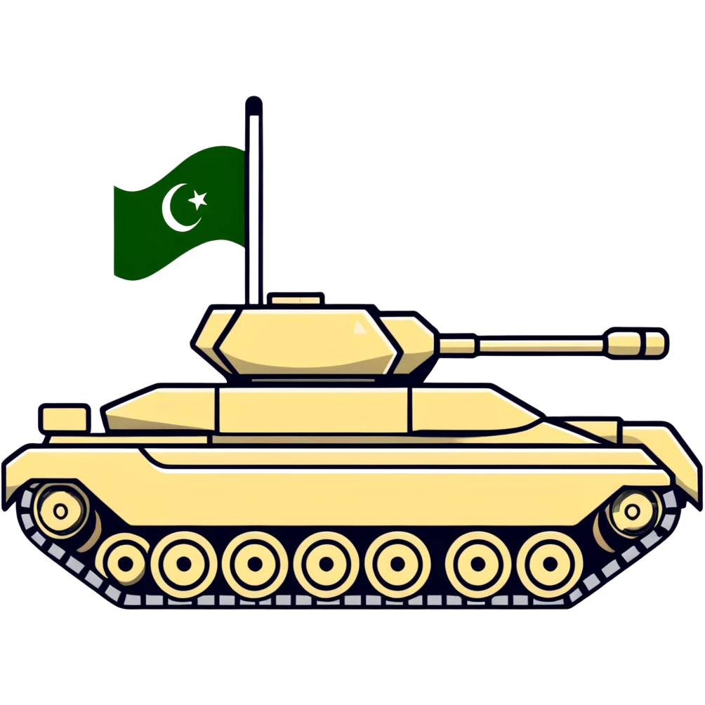 Pakistani military tank with Pakistan flag colors emoji