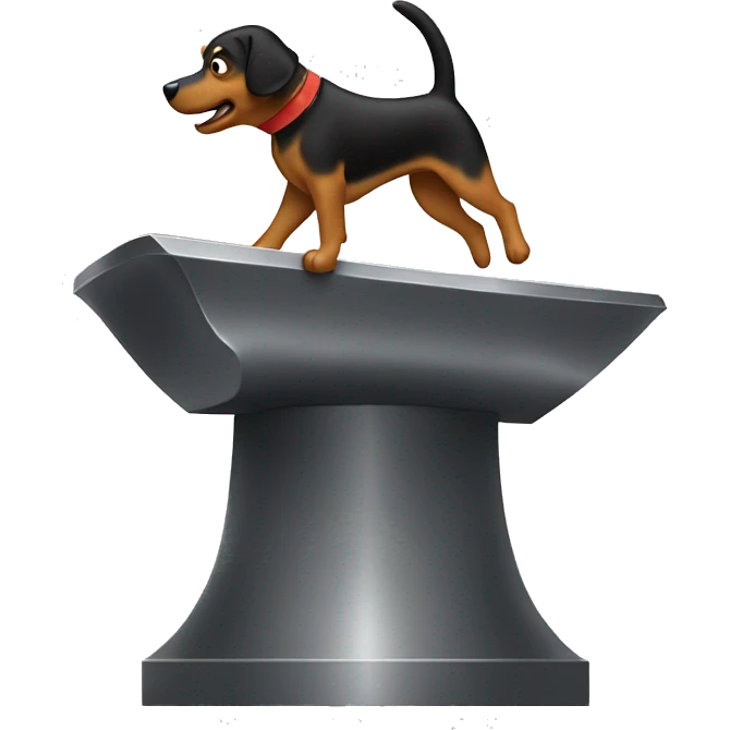 Anvil with dog jumping over emoji