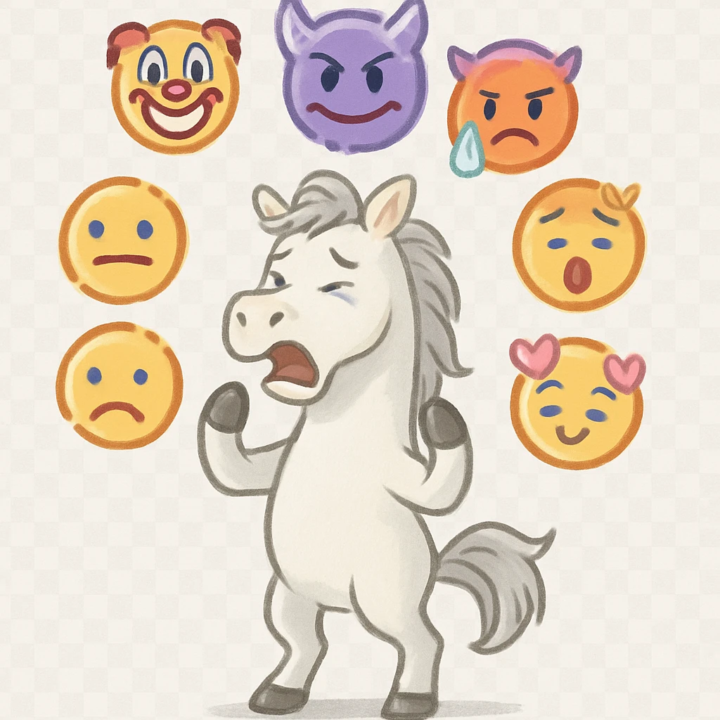 White horse standing on two legs emoji