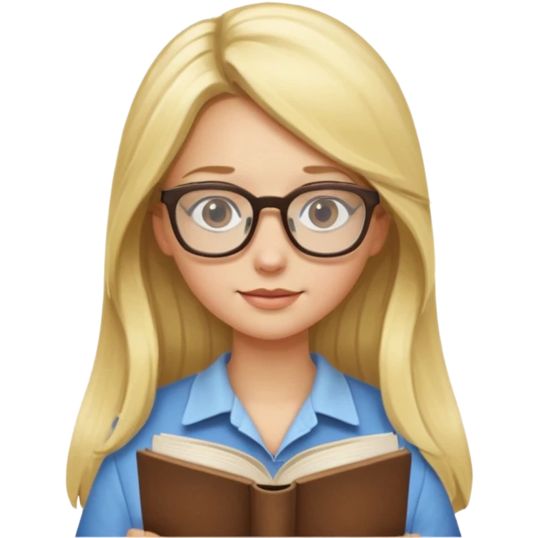 long hair blonde girl with glasses reading emoji