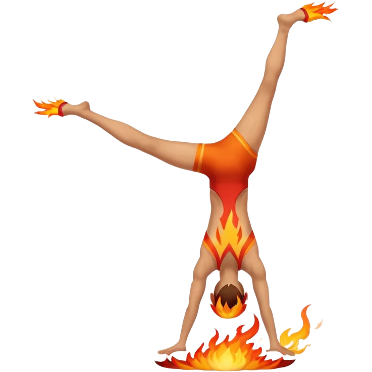 handstand with fire emoji