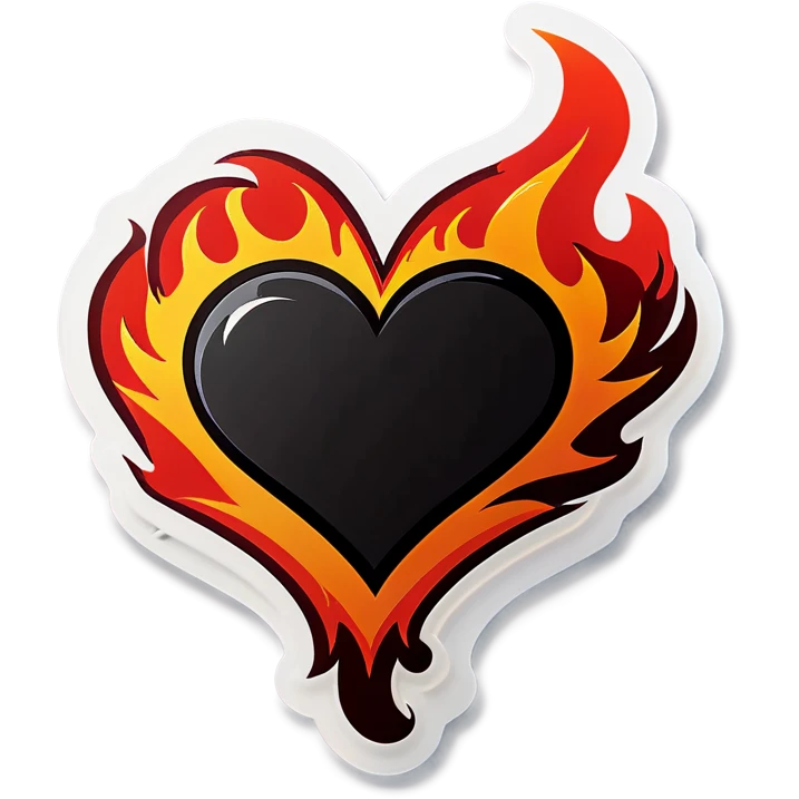 Black heart with flames around it emoji