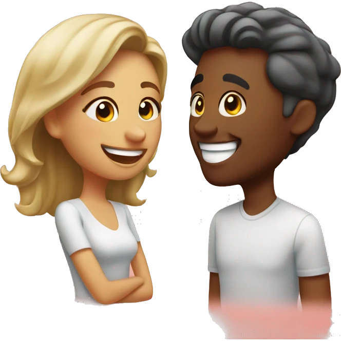 happy couple with playful smiles emoji style emoji