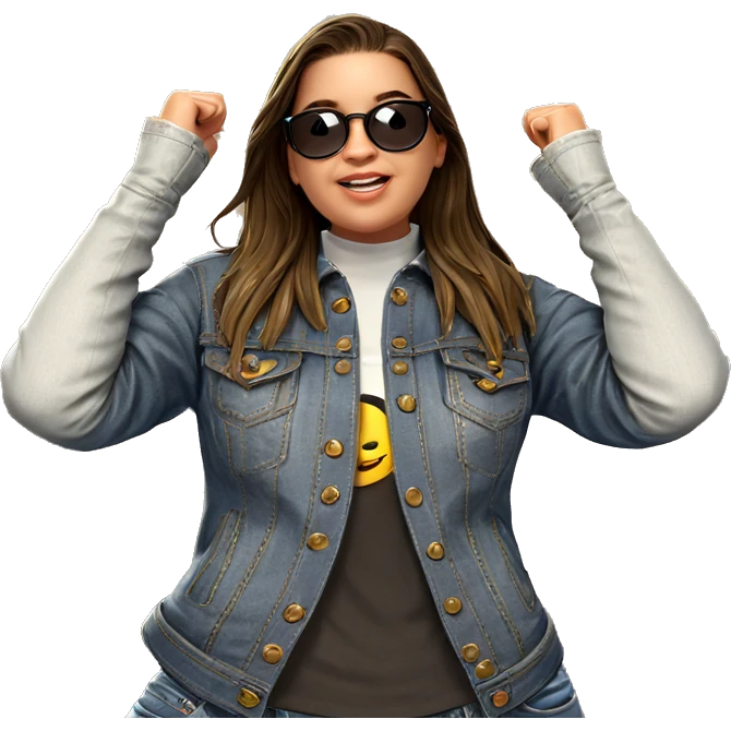 smiling girl in denim jacket emoji