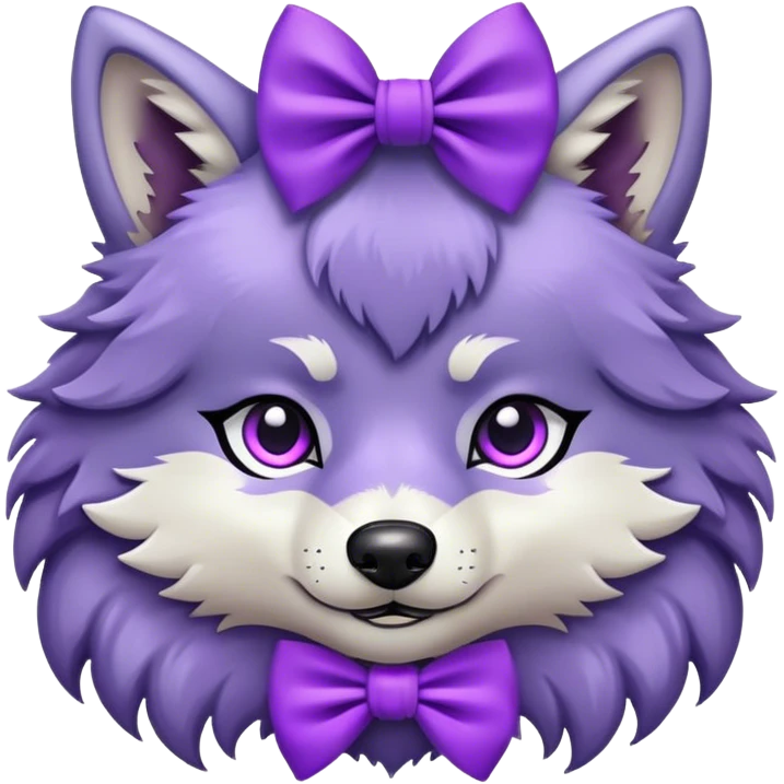 Wolf with purple bow emoji