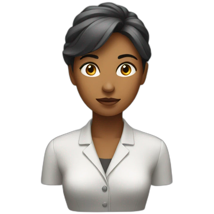highly focused woman head working emoji