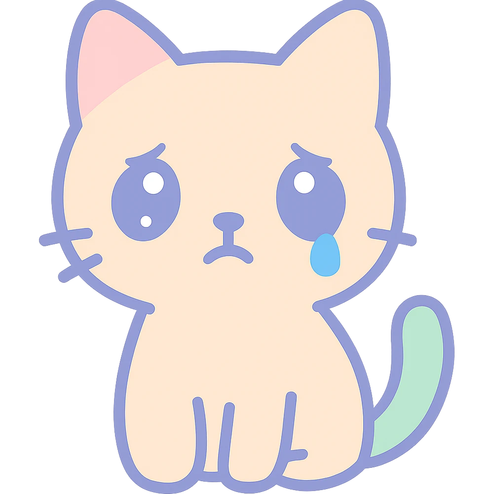 sad cat with a tear, cute style emoji