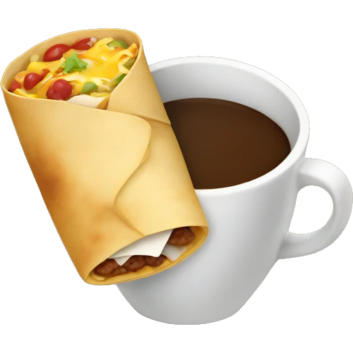  Breakfast burrito holding a coffee emoji