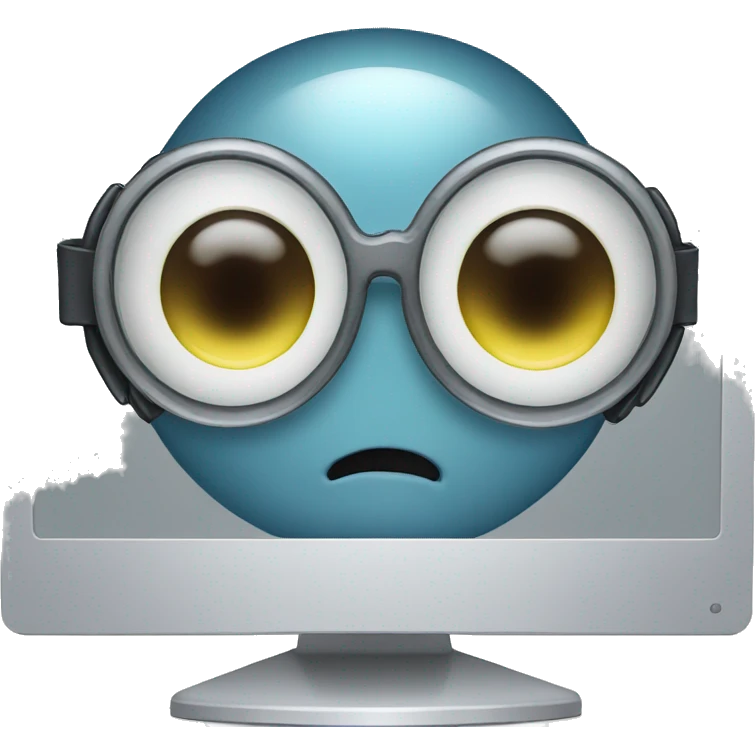 computer monitor with eyeball in the center wearing glasses emoji