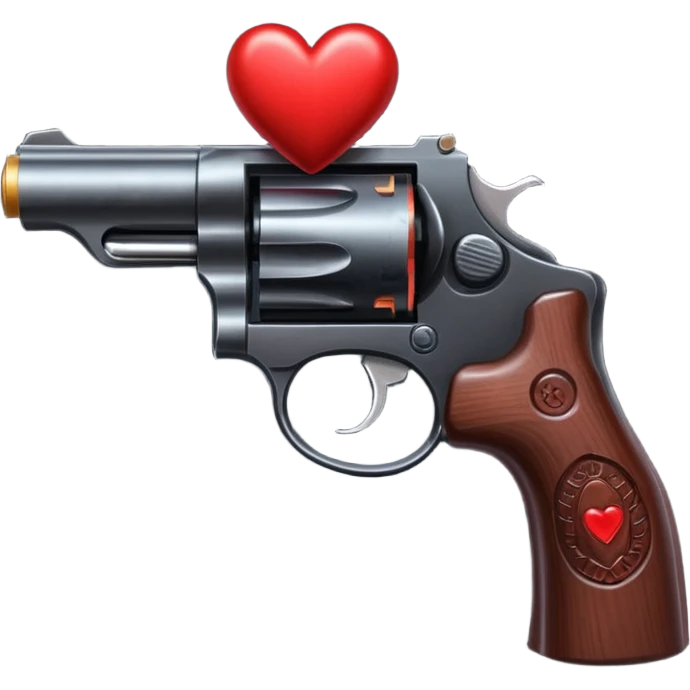 Black hand gun shooting a heart bullets out of the tip  emoji