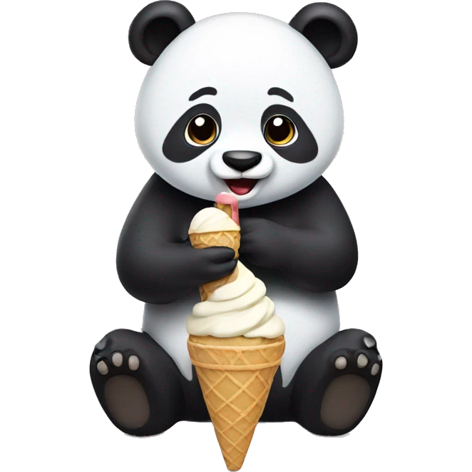 Panda eating ice cream emoji