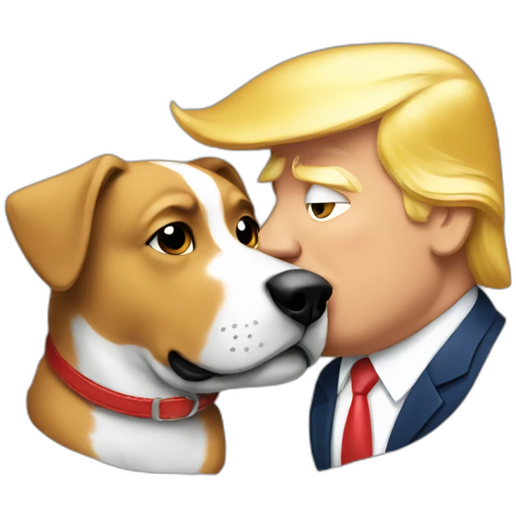trump kissing a dog emoji