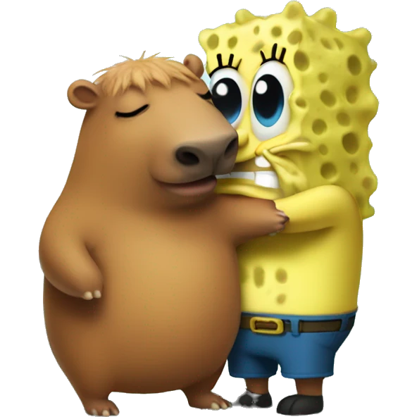 SpongeBob hugging a capybara  emoji