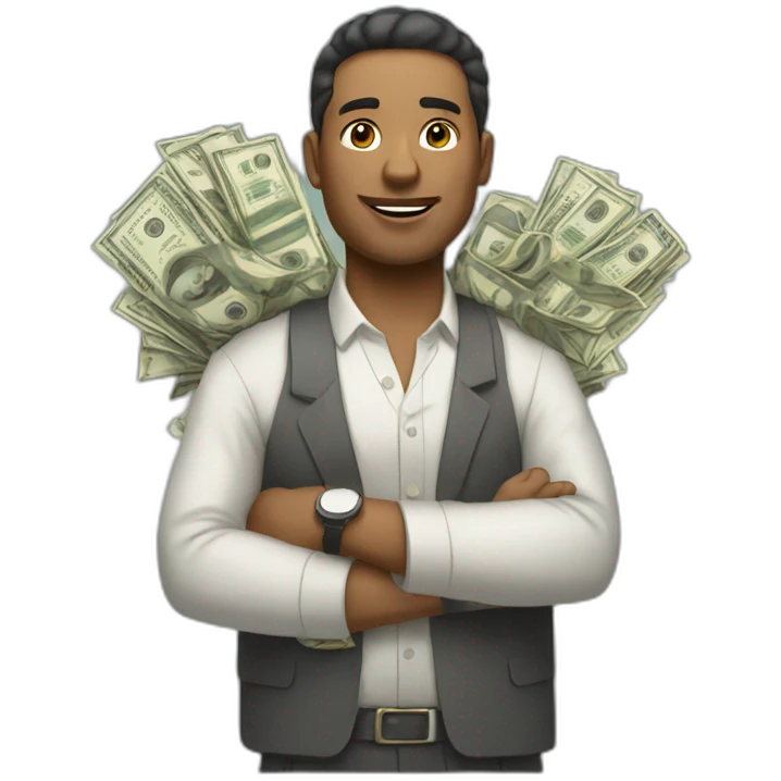 trader with a lot of cash money emoji