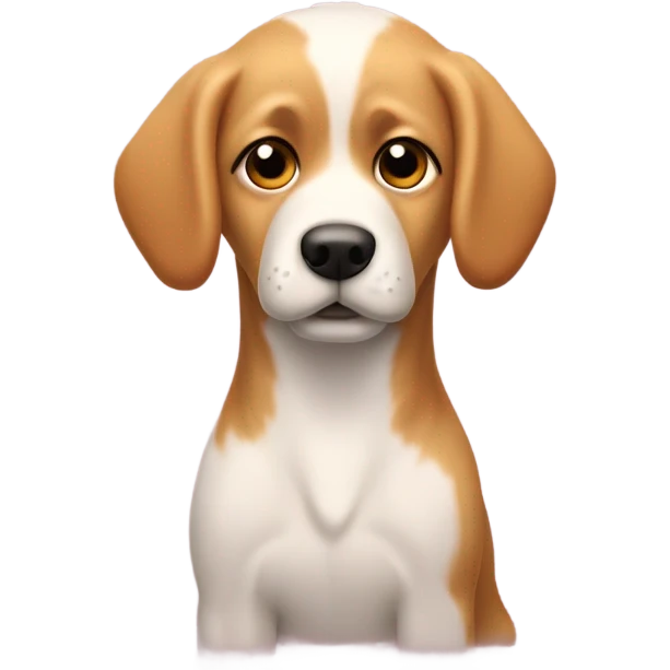 perro con cabello rubio, un lazo rosado a la derecha ubicado en la cabeza, que tenga un pollo en la boca emoji