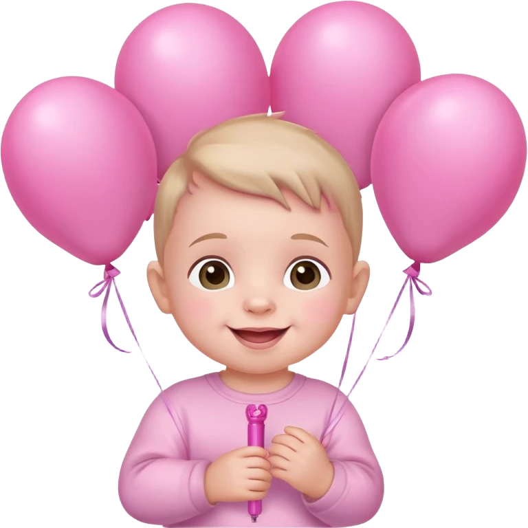 cute smiling baby holding pink balloons emoji