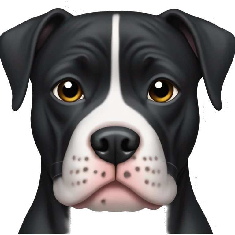 Black Pitbull with a white stripe down the middle of the face emoji