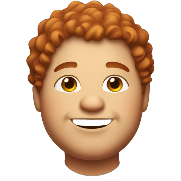 Bading redish curly hair guy with corners in the hair chubby smiling emoji