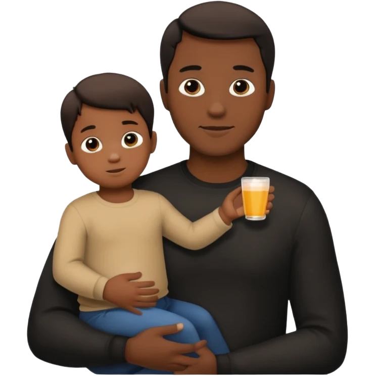 father silhouette holding a child emoji