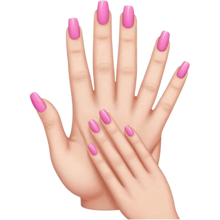 folded hand with pink nails done with five fingers  emoji
