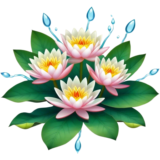 luxuriant, bouquet Water Lily, stem, Water Lily leaf emoji
