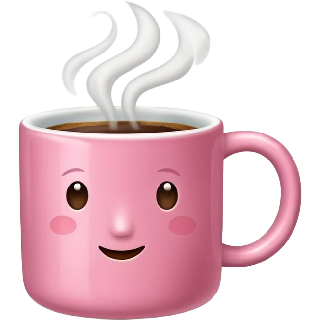 pink mug of steaming coffee emoji