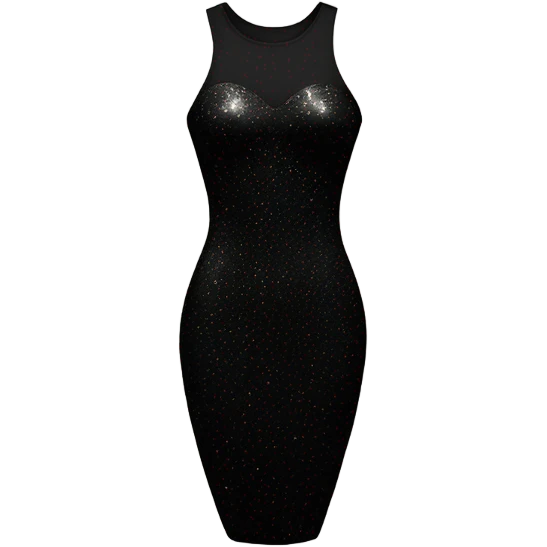 sparkly short black bodycon dress floating in the air emoji