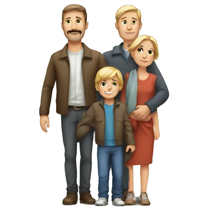 European Family with mum and dad and three boys emoji