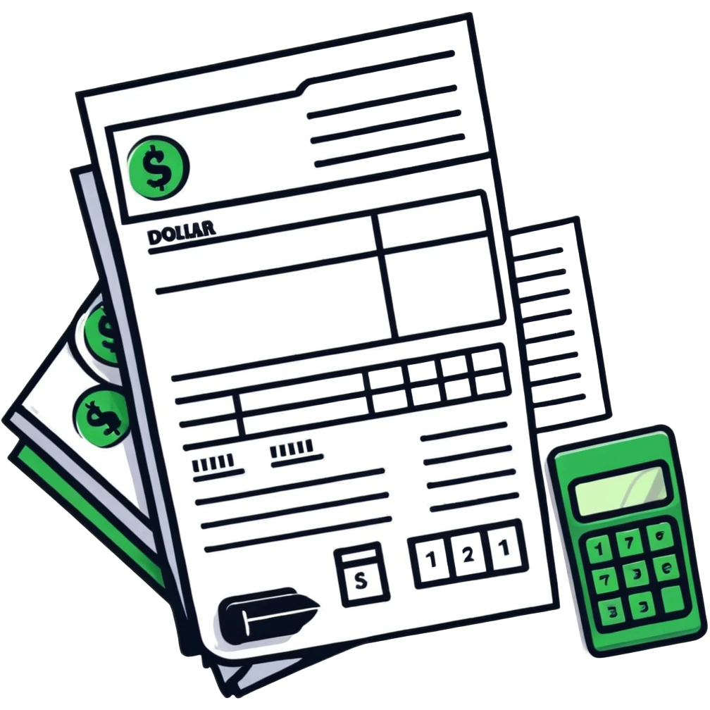 financial invoice with calculator and dollar symbols emoji