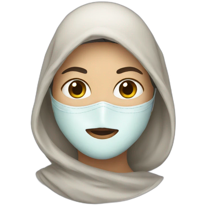 Woman wearing a mask and head covering  emoji