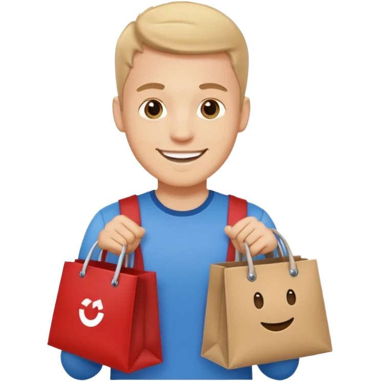 a white guy with branded bags emoji