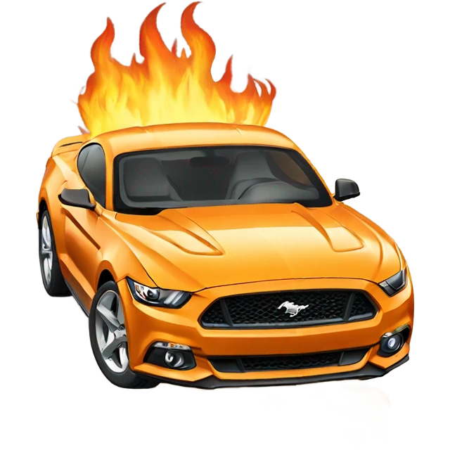 Ford mustang with flames emoji