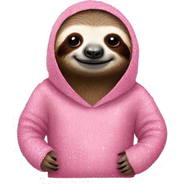 sloth in a pink sparkly sweater emoji