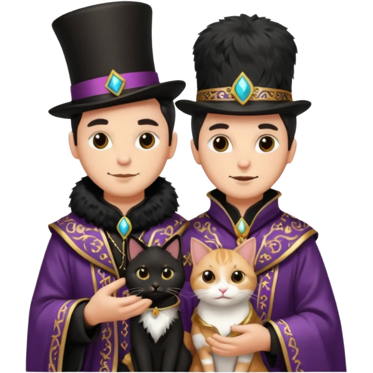 magician couple and their pet cat emoji