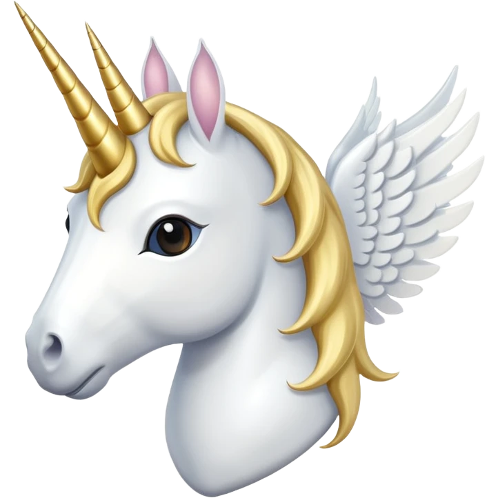 White heart with gold unicorn horn & white wings emoji