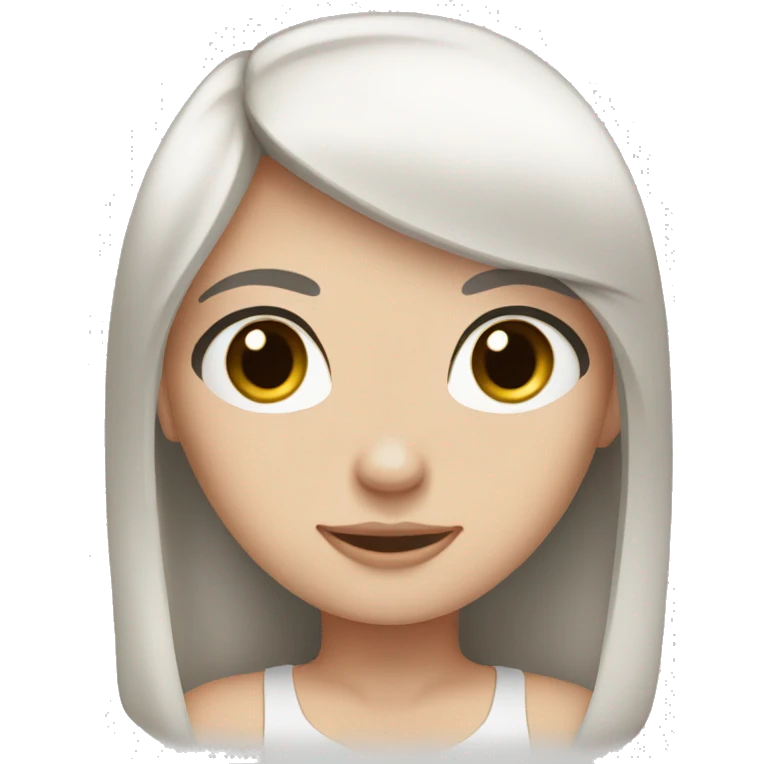 white girl straight black hair, with brown eyes and long dark hair emoji