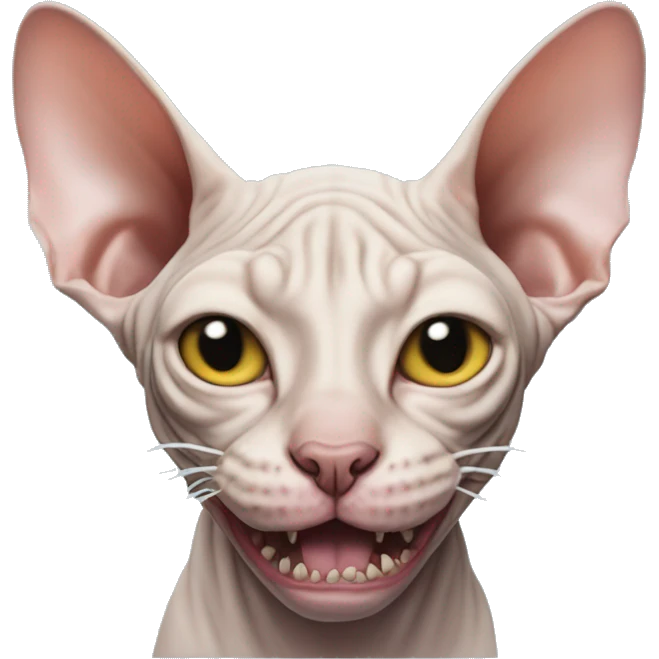 Funky sphynx cat and shark hybrid, fish, sideways  emoji
