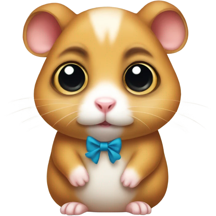  Sad big eyed hamster with bow on ear emoji