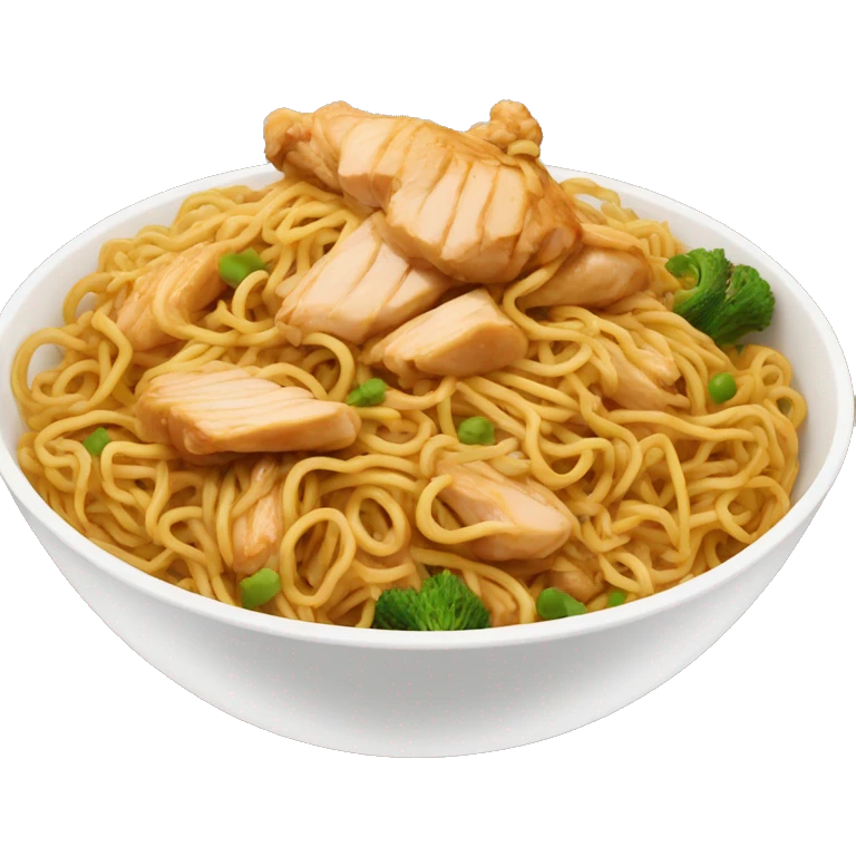 chicken chow mein in a bowl emoji