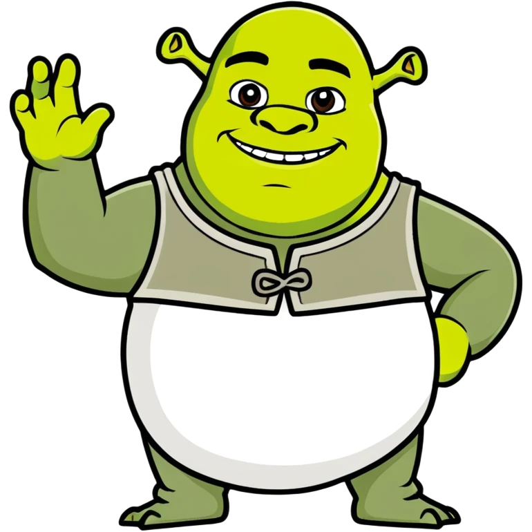 Shrek waving, cartoon style emoji