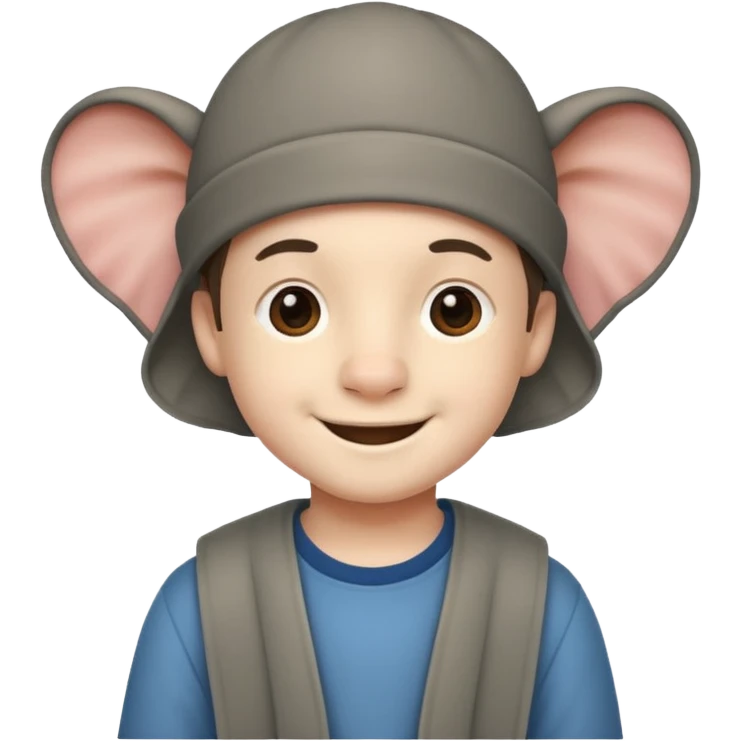 A boy that has a elephant hat emoji