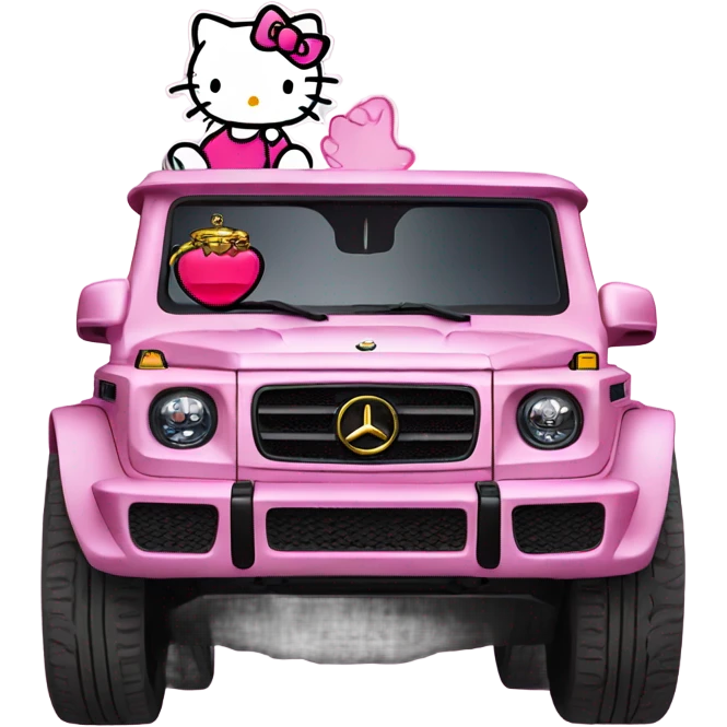 Hello kitty on a g wagon emoji