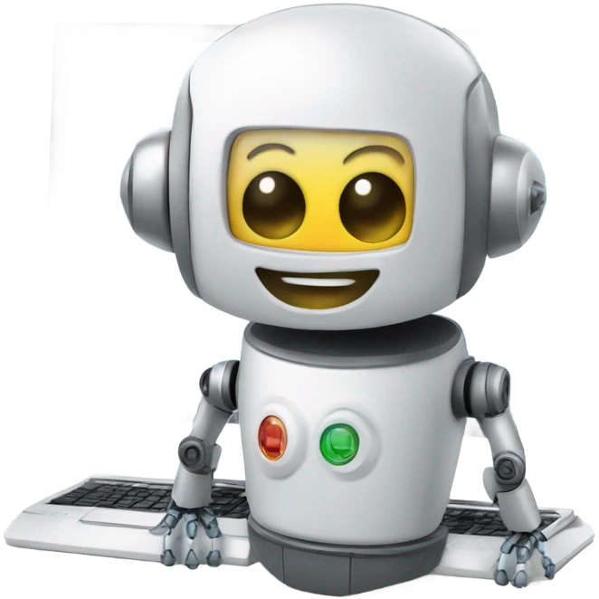 friendly happy robot on computer emoji